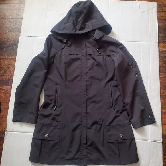 RFT Rainforest Mid Length black Brown Hoodie Windbraker Jacket Coat M mspr $129 - Picture 1 of 6